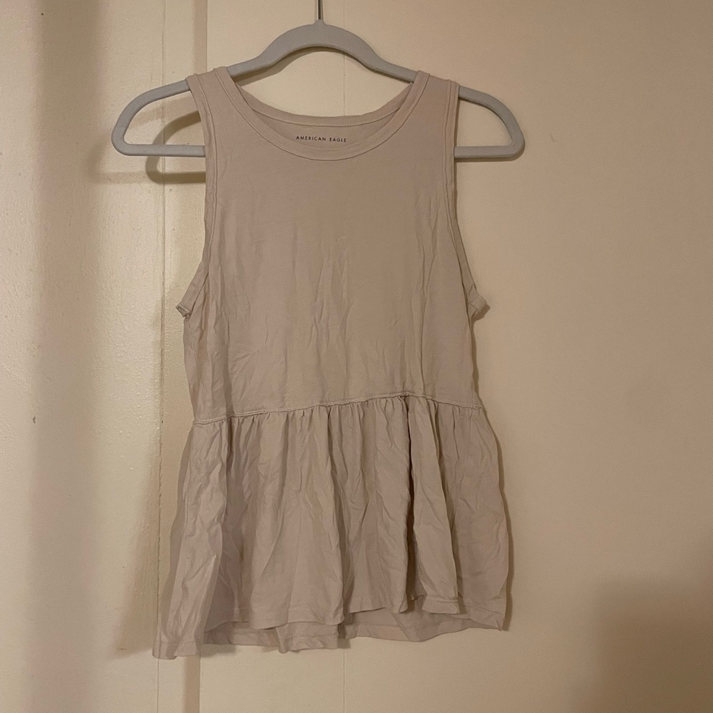 American Eagle Outfitters Beige Peplum Tank Top